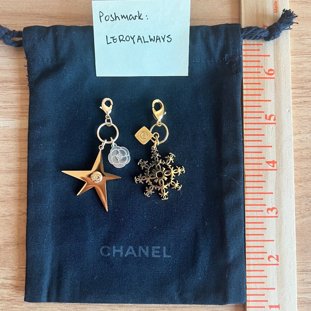 Chanel Gold Snowflake + Comet Star 2 Charms, Bag Accessories